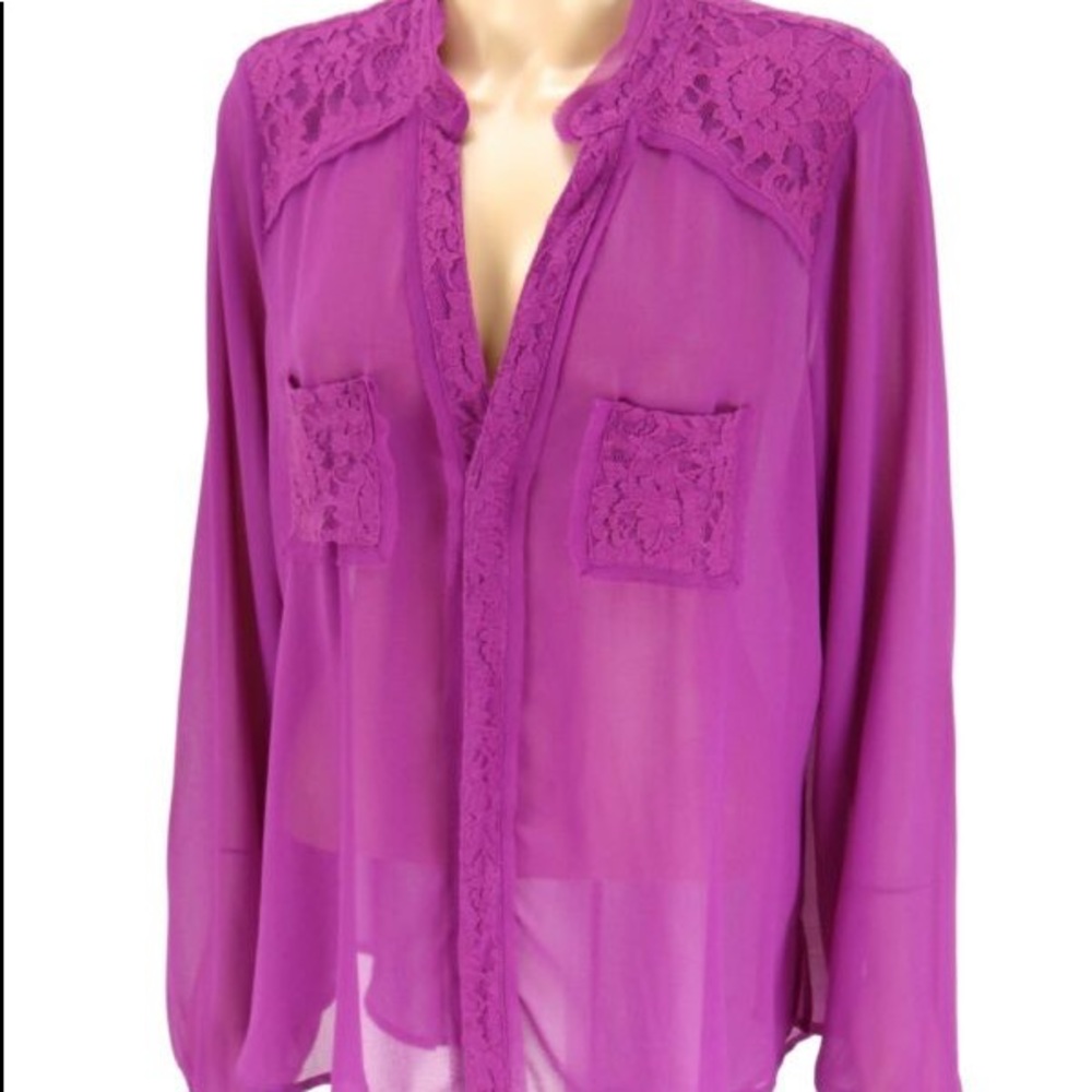 Torrid Orchid Chiffon & lace blouse - Picture 1 of 8